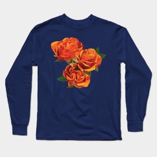 Roses - Three Orange Roses Long Sleeve T-Shirt